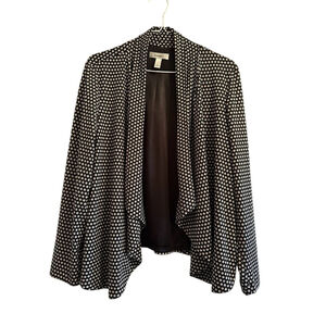 Dress Barn Career Open Jacket Womens Medium, Black & Tan polka Dots